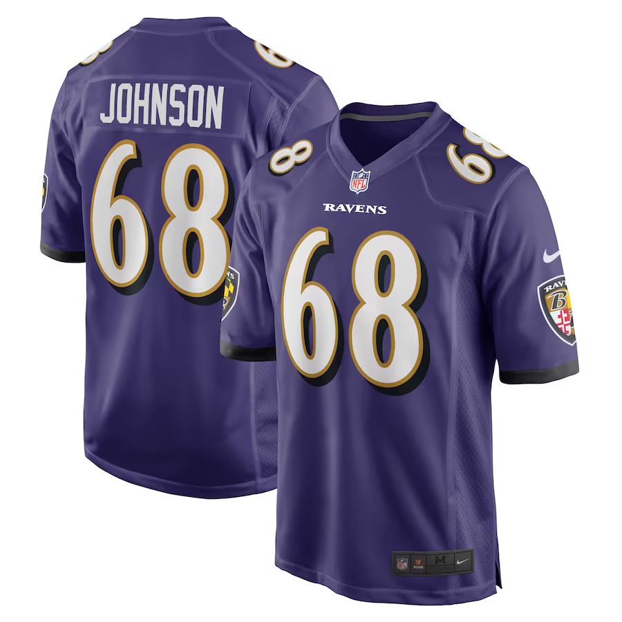 Men Baltimore Ravens #68 Zack Johnson Nike Purple Home Game Player NFL Jersey